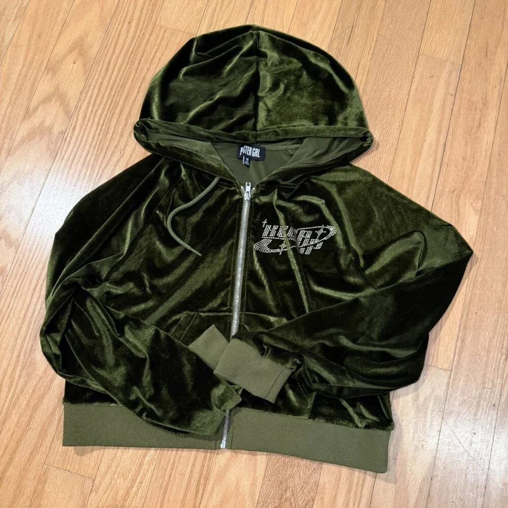 Poster Girl Moss Green Kissed A Girl Velour Skirt Set Women's XL - Picture 9 of 11